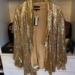 New Women Belted Sequin Jacket